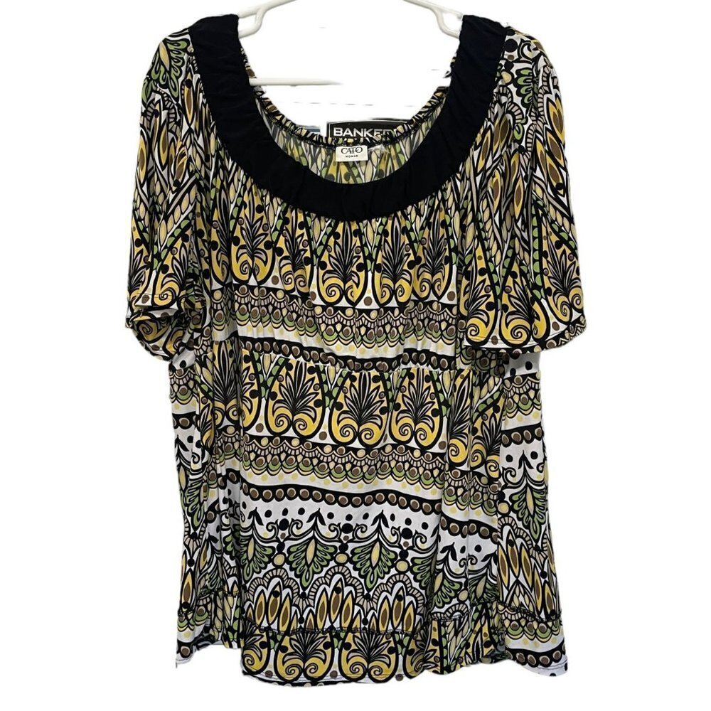 CATO Tunic Blouse Green‎ Yellow Womens Size 22/24
